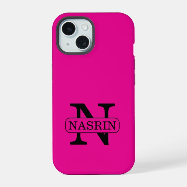 Modern Pastel Pink Beauty Personalised Name  iPhone 15 Case (Back)