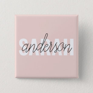 Modern Pastel Pink Beauty Personalised You Name 15 Cm Square Badge