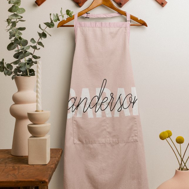 Modern Pastel Pink Beauty Personalised You Name Apron (Creator Uploaded)