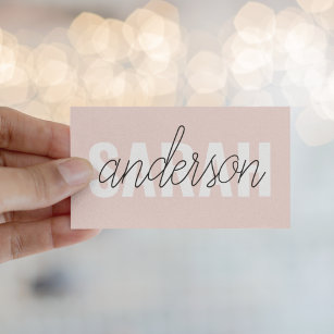 Modern Pastel Pink Beauty Personalised You Name Business Card
