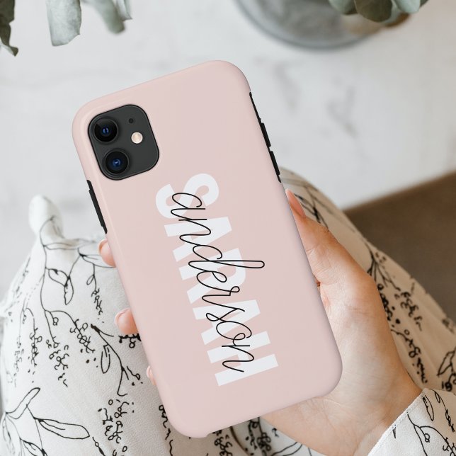 Modern Pastel Pink Beauty Personalised You Name Case-Mate iPhone Case (Creator Uploaded)