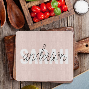 Modern Pastel Pink Beauty Personalised You Name Cutting Board
