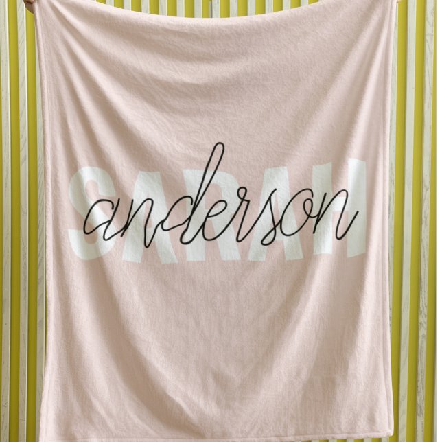 Modern Pastel Pink Beauty Personalised You Name Fleece Blanket (Creator Uploaded)