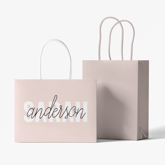 Modern Pastel Pink Beauty Personalised You Name Large Gift Bag (Creator Uploaded)
