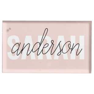 Modern Pastel Pink Beauty Personalised You Name Place Card Holder