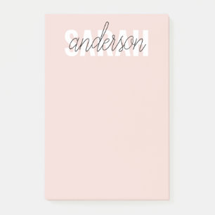 Modern Pastel Pink Beauty Personalised You Name Post-it Notes