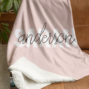 Modern Pastel Pink Beauty Personalised You Name Sherpa Blanket