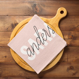 Modern Pastel Pink Beauty Personalised You Name Tea Towel