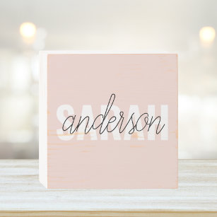 Modern Pastel Pink Beauty Personalised You Name Wooden Box Sign