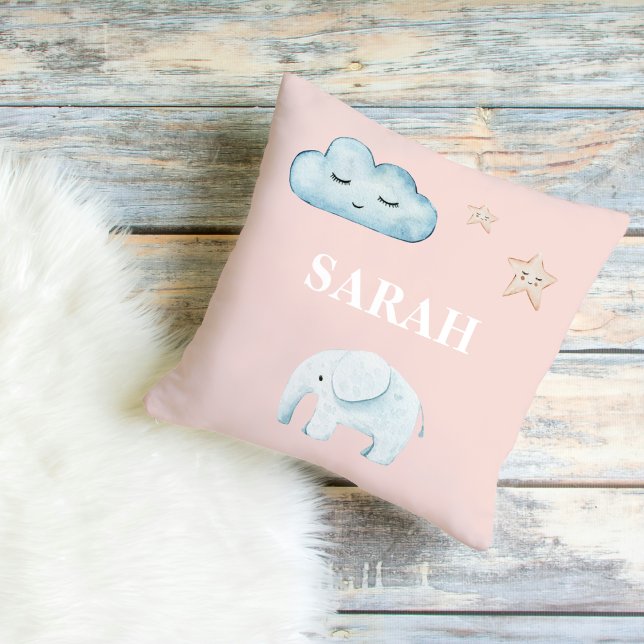 Modern Pastel Pink & Blue Child Name Cushion (Creator Uploaded)