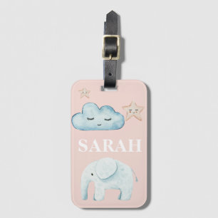 Modern Pastel Pink & Blue Child Name Luggage Tag