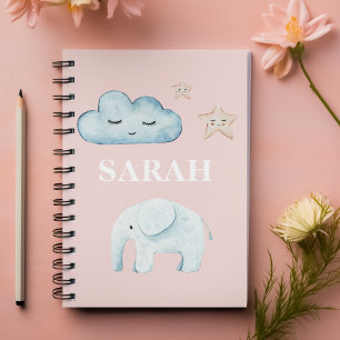 Modern Pastel Pink & Blue Child Name Notebook