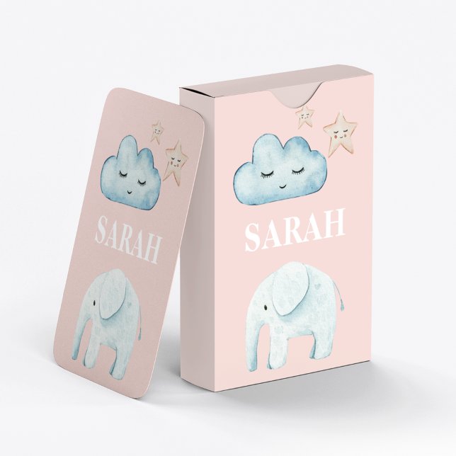 Modern Pastel Pink & Blue Child Name Playing Cards (Creator Uploaded)