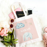 Modern Pastel Pink & Blue Child Name Tote Bag<br><div class="desc">Modern Pastel Pink & Blue Child Name</div>