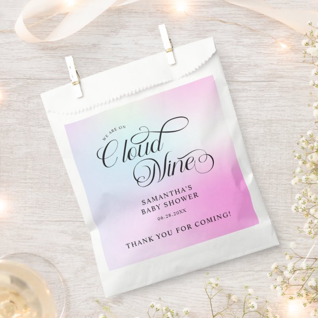 Modern Pastel  Pink Cloud Nine Baby Shower Favour Bags (Clipped)