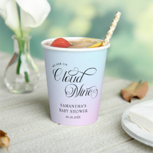 Modern Pastel  Pink Cloud Nine Baby Shower Paper Cups