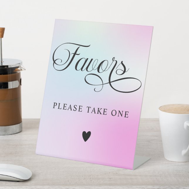 Modern Pastel  Pink Cloud Nine Favours Pedestal Sign (In SItu)