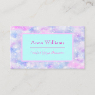 Modern Pastel Pink Clouds Sparkle Business Card