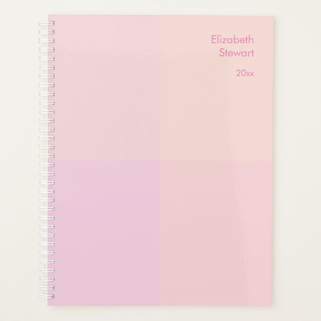 Modern Pastel Pink Colour Block Design Planner (Front)