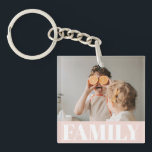 Modern Pastel Pink Family Photo Gift Key Ring<br><div class="desc">Modern Pastel Pink Family Photo Gift</div>