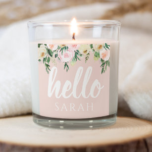 Modern Pastel Pink Flowers Hello And You Name Square Sticker