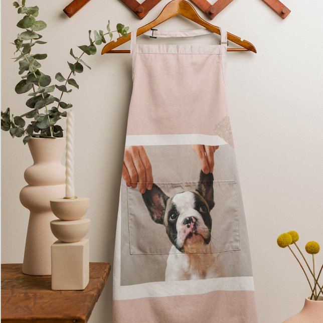 Modern Pastel Pink Frame | Personal Dog Photo Apron (Creator Uploaded)