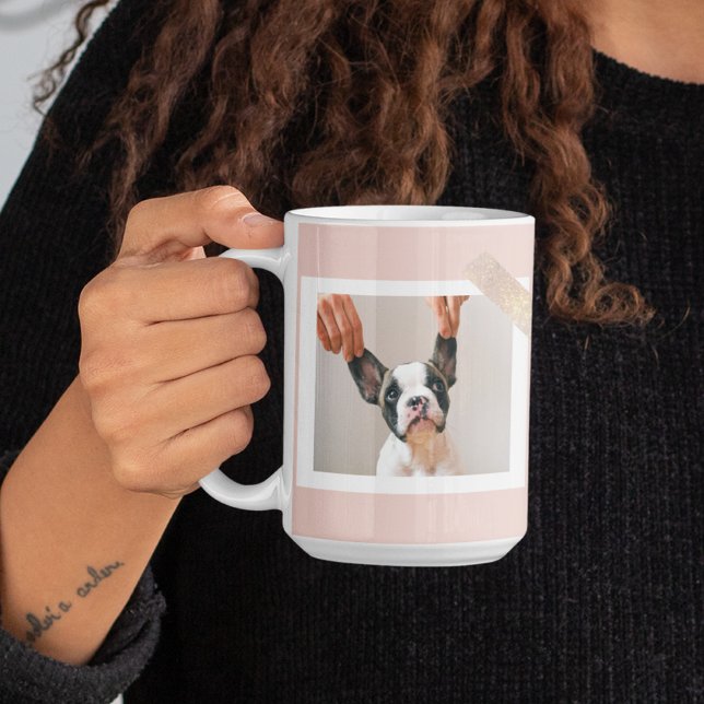 Modern Pastel Pink Frame | Personal Dog Photo Coffee Mug (Creator Uploaded)