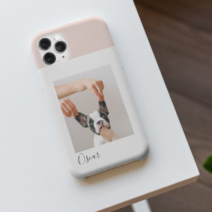 Modern Pastel Pink Frame   Personal Dog Photo iPhone 11Pro Max Case
