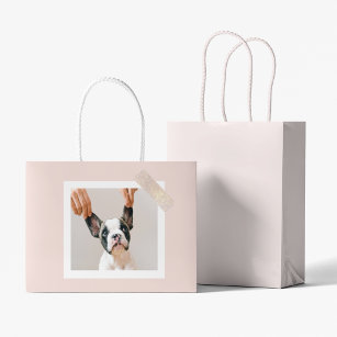 Modern Pastel Pink Frame   Personal Dog Photo Large Gift Bag