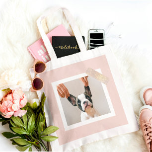 Modern Pastel Pink Frame   Personal Dog Photo Tote Bag