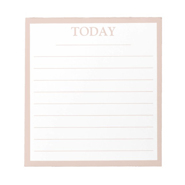 Modern Pastel Pink Frame TODAY To Do List Notepad (Front)