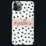 Modern Pastel Pink Girl Boss & Black Dots iPhone 11Pro Max Case<br><div class="desc">Modern Pastel Pink Girl Boss & Black Dots</div>