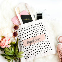 Modern Pastel Pink Girl Boss & Black Dots