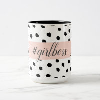 Modern Pastel Pink Girl Boss & Black Dots