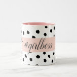 Modern Pastel Pink Girl Boss & Black Dots Two-Tone Coffee Mug<br><div class="desc">Modern Pastel Pink Girl Boss & Black Dots</div>