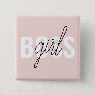 Modern Pastel Pink Girl Boss Phrase 15 Cm Square Badge