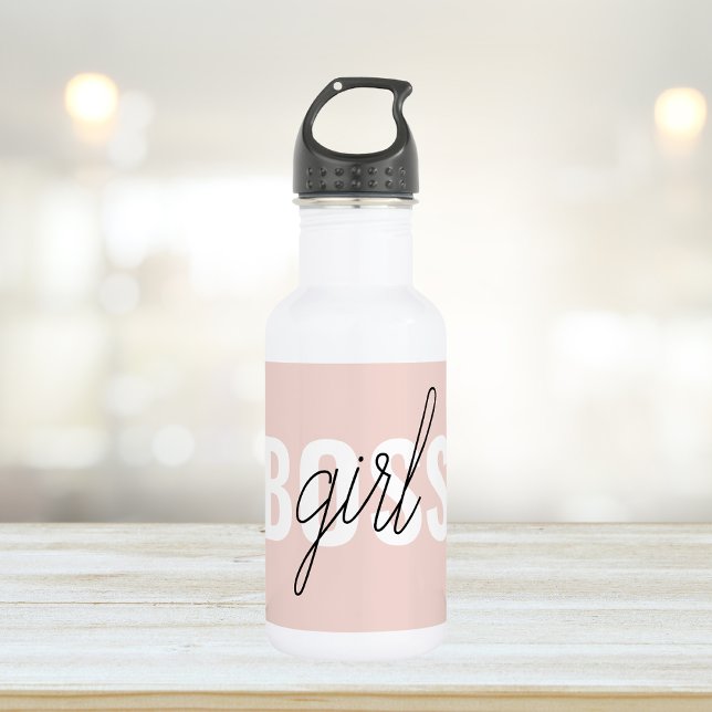 Modern Pastel Pink Girl Boss Phrase 532 Ml Water Bottle (Creator Uploaded)