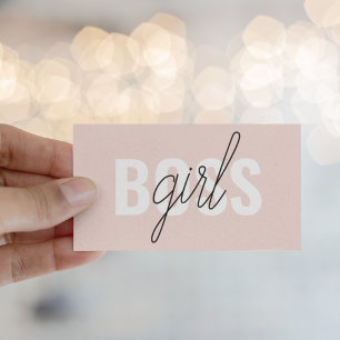 Modern Pastel Pink Girl Boss Phrase Business Card
