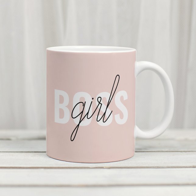 Modern Pastel Pink Girl Boss Phrase Coffee Mug (Creator Uploaded)