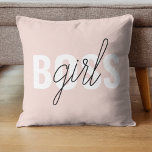 Modern Pastel Pink Girl Boss Phrase Cushion<br><div class="desc">Modern Pastel Pink Girl Boss Phrase</div>
