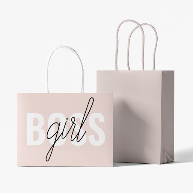 Modern Pastel Pink Girl Boss Phrase Large Gift Bag (Creator Uploaded)