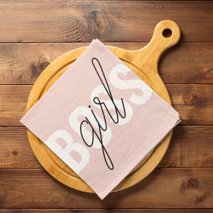 Modern Pastel Pink Girl Boss Phrase Tea Towel