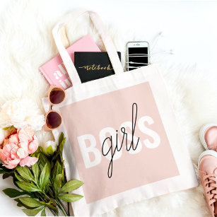 Modern Pastel Pink Girl Boss Phrase Tote Bag