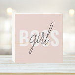 Modern Pastel Pink Girl Boss Phrase Wooden Box Sign<br><div class="desc">Modern Pastel Pink Girl Boss Phrase</div>