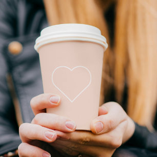 Modern Pastel Pink & Heart Lovely Gift Paper Cups