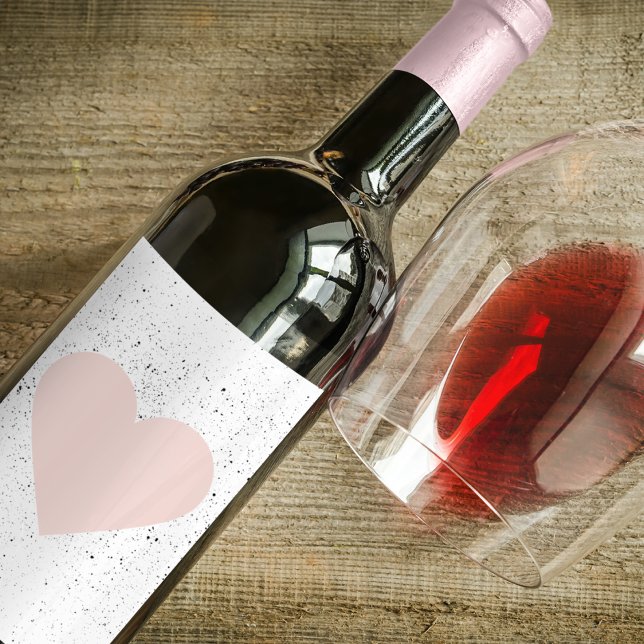 Modern Pastel Pink & Heart Lovely Gift Wine Label (Creator Uploaded)