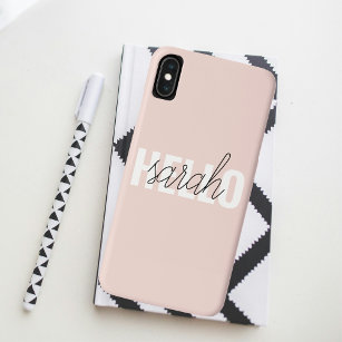 Modern Pastel Pink Hello And You Name Case-Mate iPhone Case