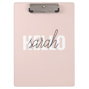 Modern Pastel Pink Hello And You Name Clipboard