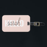 Modern Pastel Pink Hello And You Name Luggage Tag<br><div class="desc">Modern Pastel Pink Hello And You Name</div>
