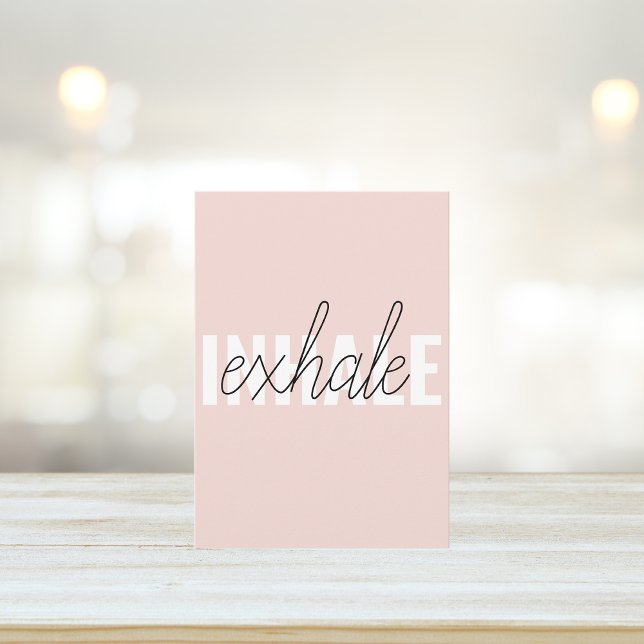 Modern Pastel Pink Inhale Exhale Quote Holiday Card (Creator Uploaded)